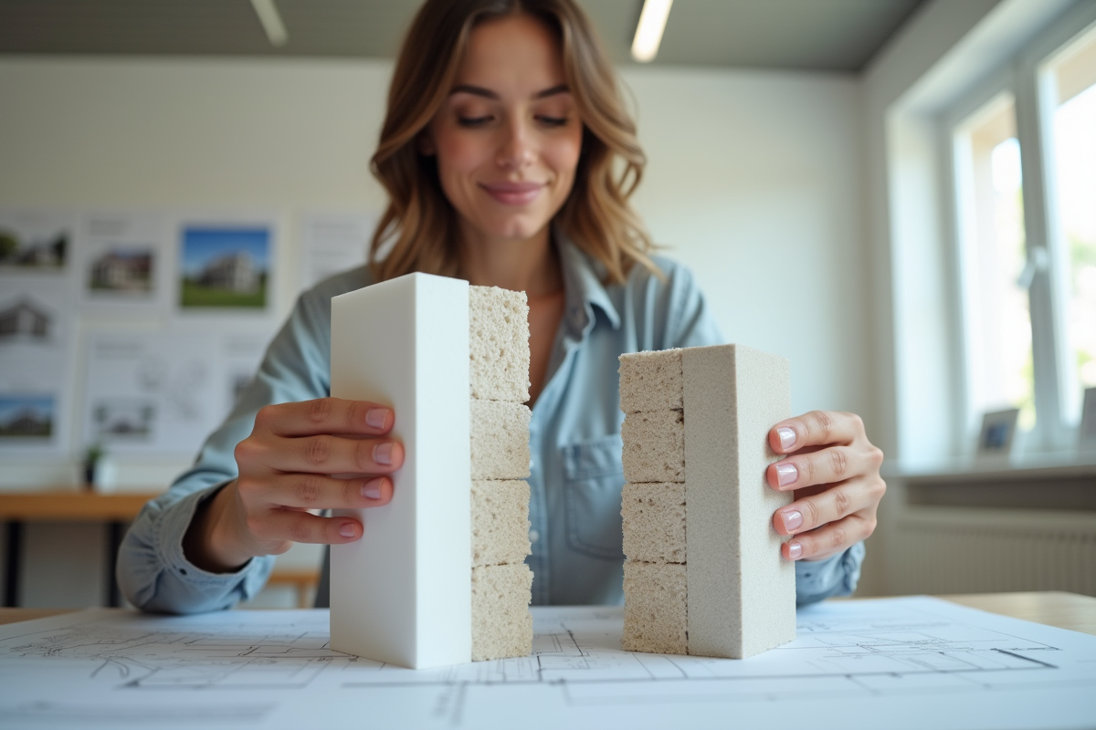 Jeune architecte examinant des échantillons d