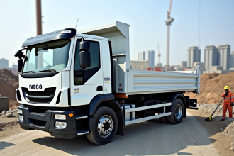 Camion Iveco blanc de 3,5 tonnes sur un chantier