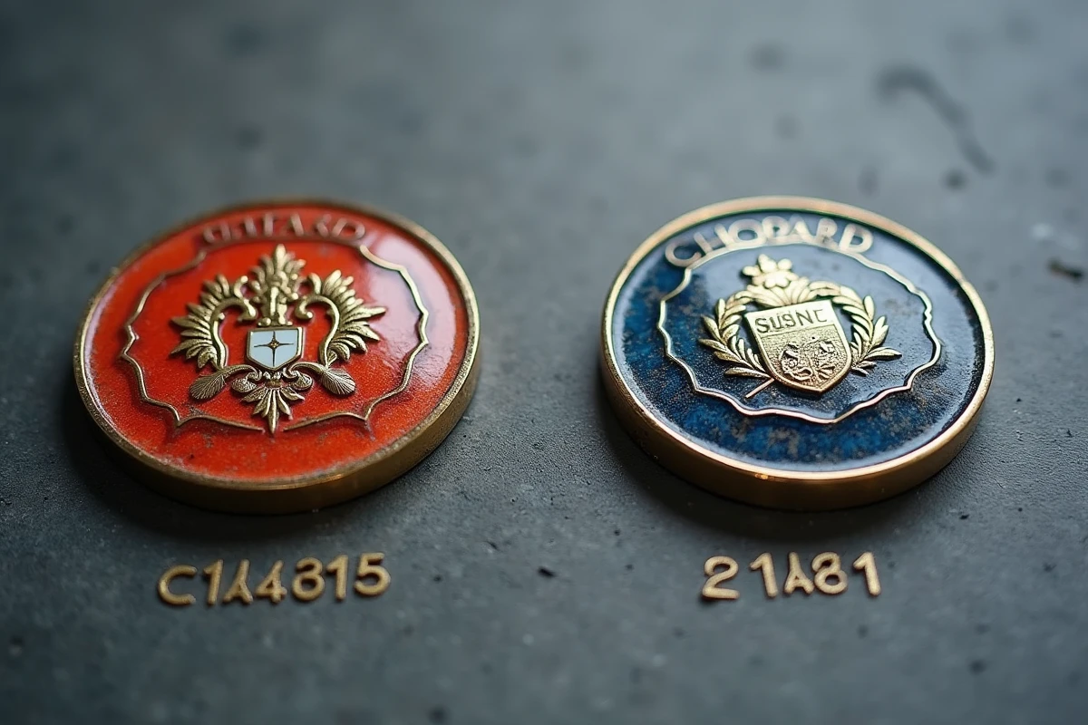 Comparaison de deux plaques émaillées Chopard d'époques différentes pour négocier le juste prix