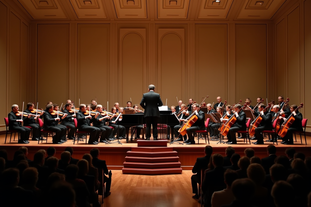 Concert classique dans un théâtre élégant avec orchestre