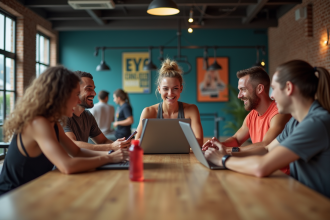 Groupe de jeunes adultes sportifs en salle de sport