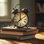 Montre analogique fondante sur des livres de physique