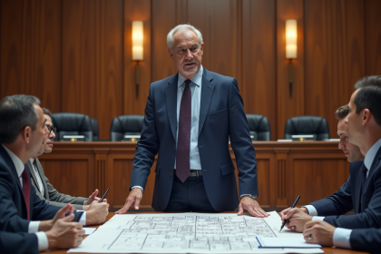 Le maire en réunion avec citoyens et plan urbain