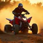 Yamaha Raptor 700 en pleine vitesse sur un sentier ensoleille